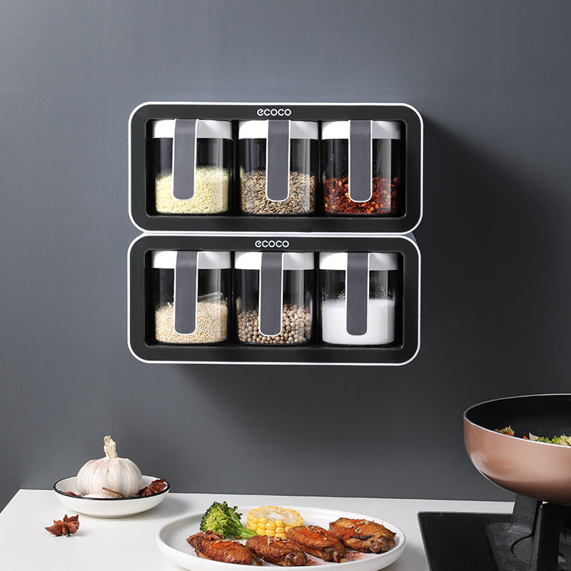 Wall-Mounted Spice Rack & Jar Set