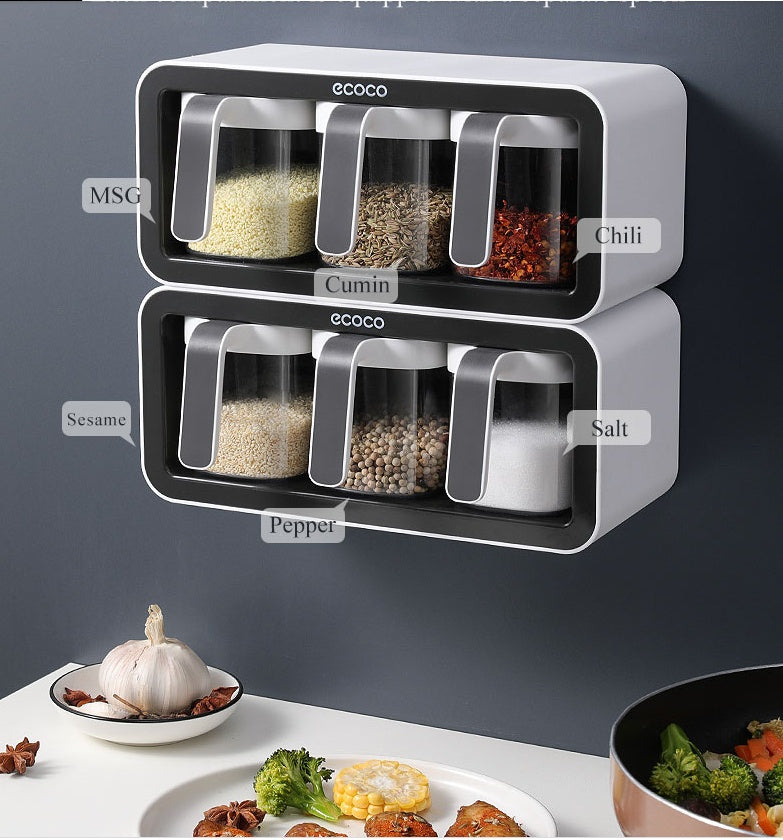 Wall-Mounted Spice Rack & Jar Set