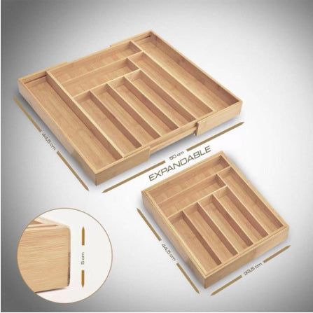 Bamboo Expandable Kitchen Drawer Storage Box