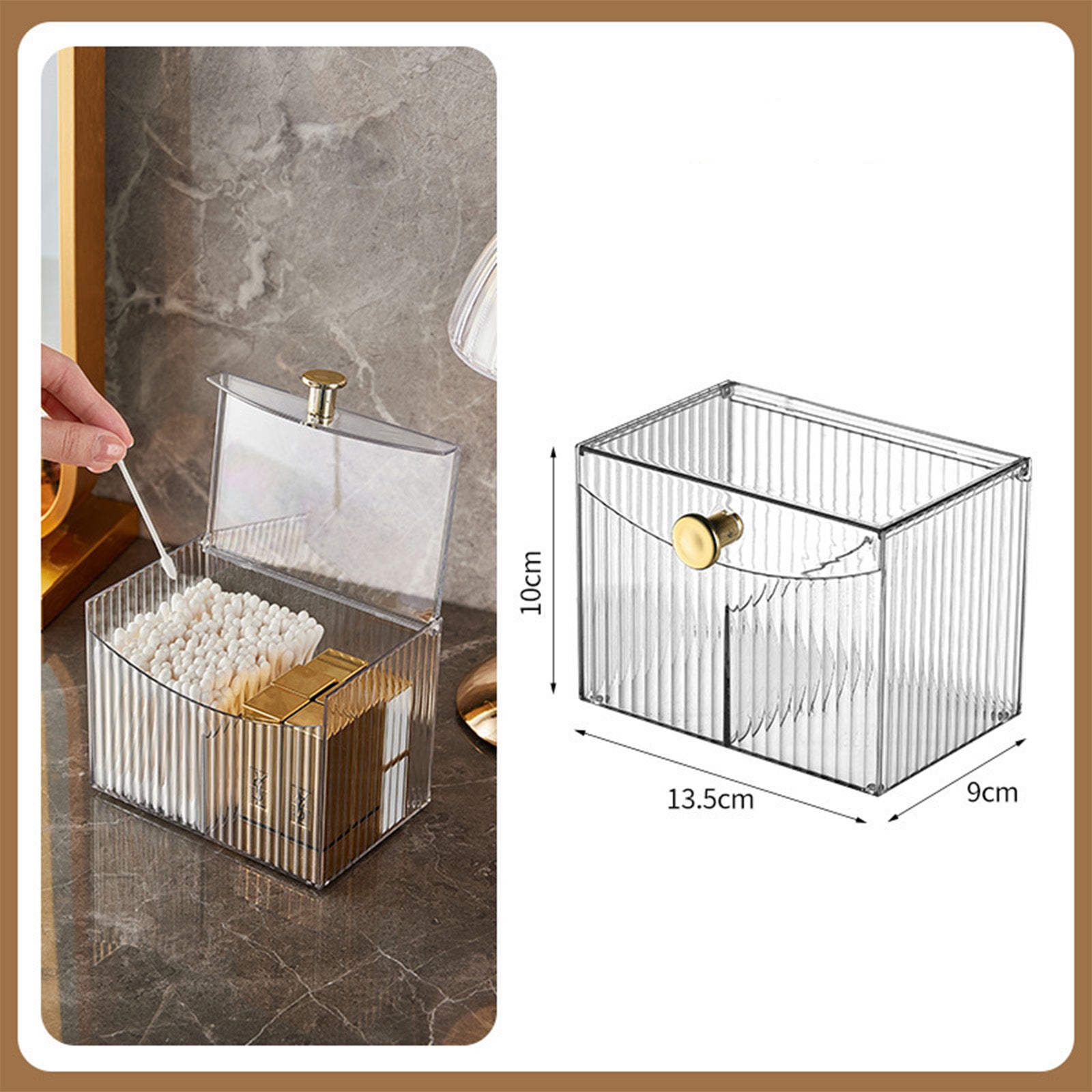 2-Grid Cotton Swab Holder Dispenser with Lid