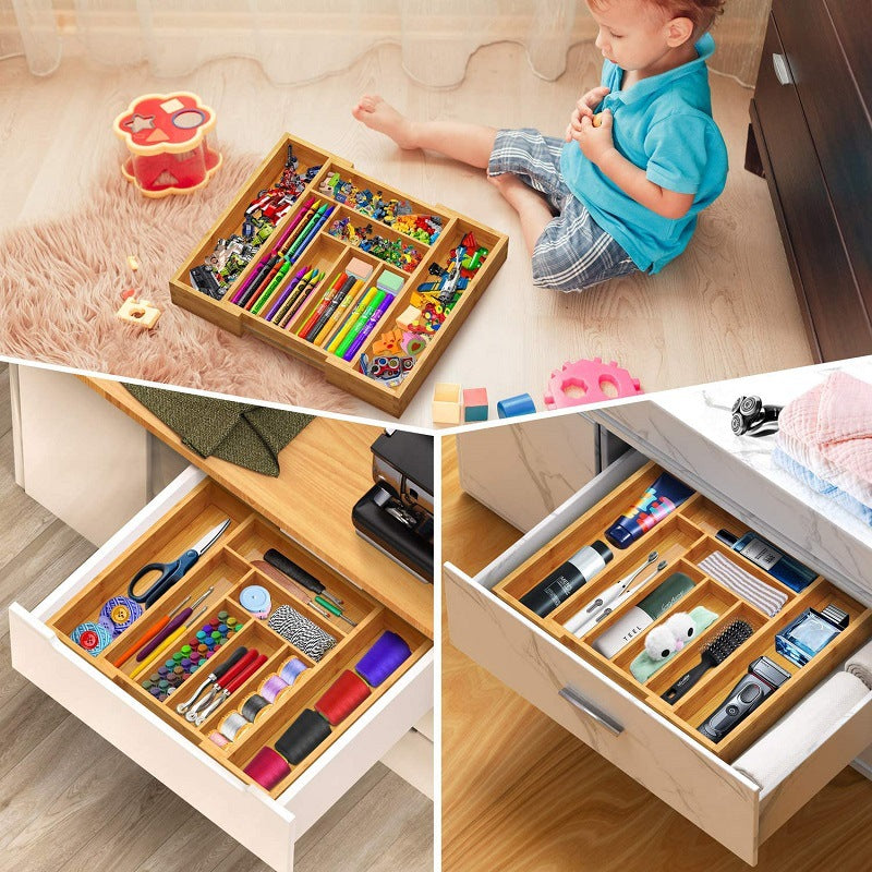 Bamboo Expandable Kitchen Drawer Storage Box