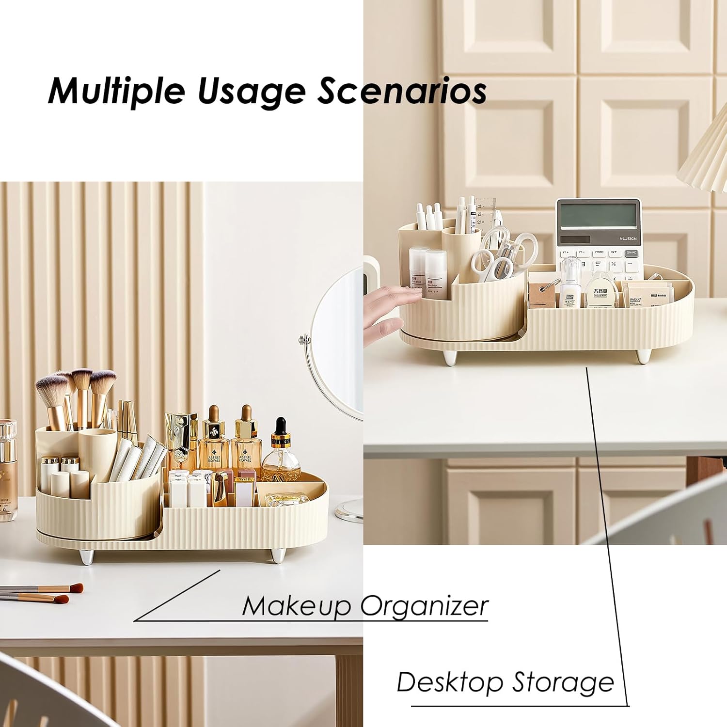Rotating Makeup Organizer with Brush Holder
