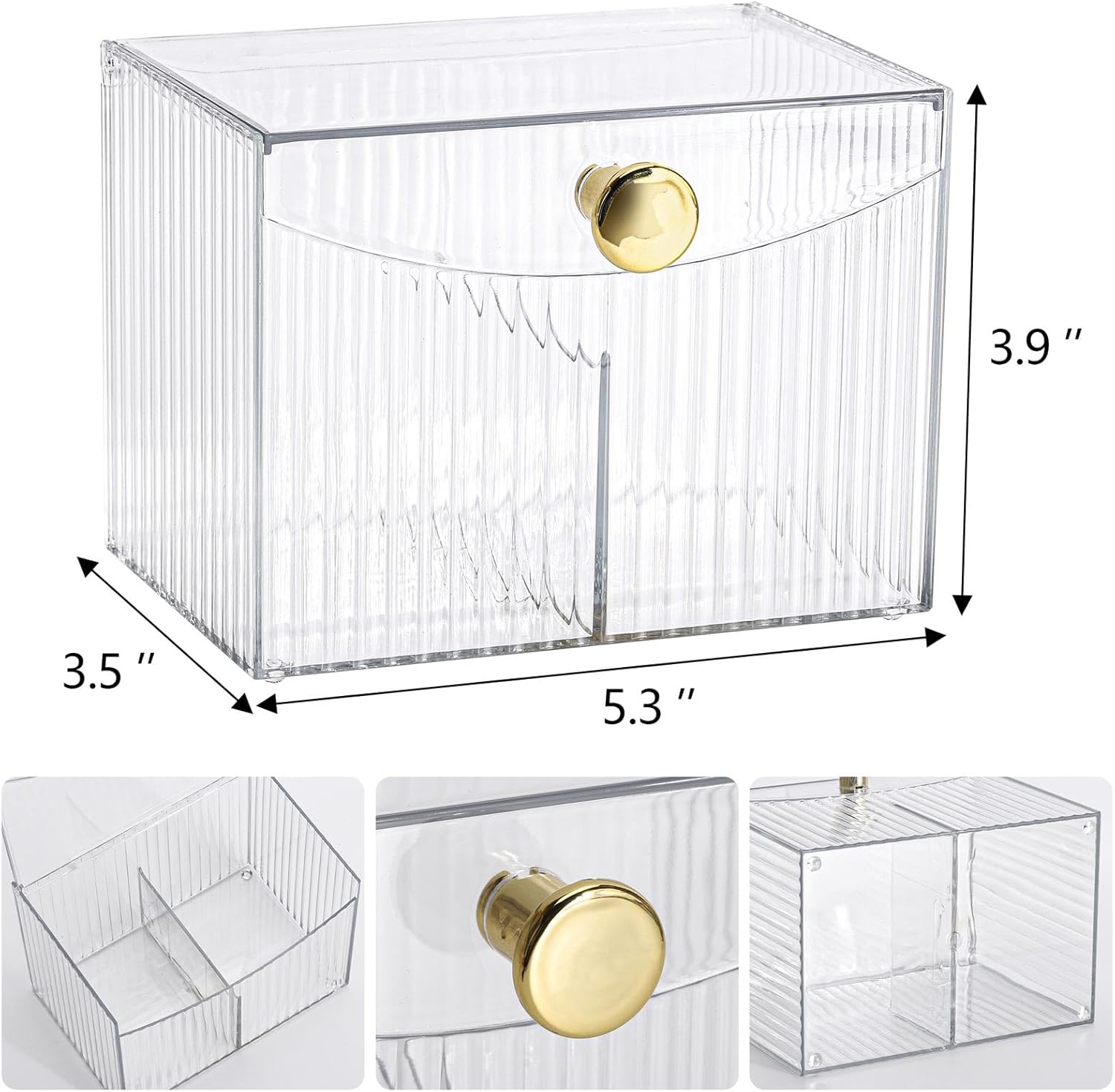 2-Grid Cotton Swab Holder Dispenser with Lid