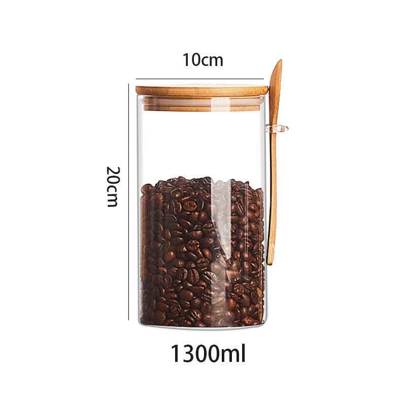 Glass Food Storage Jar Set with Wooden Spoon
